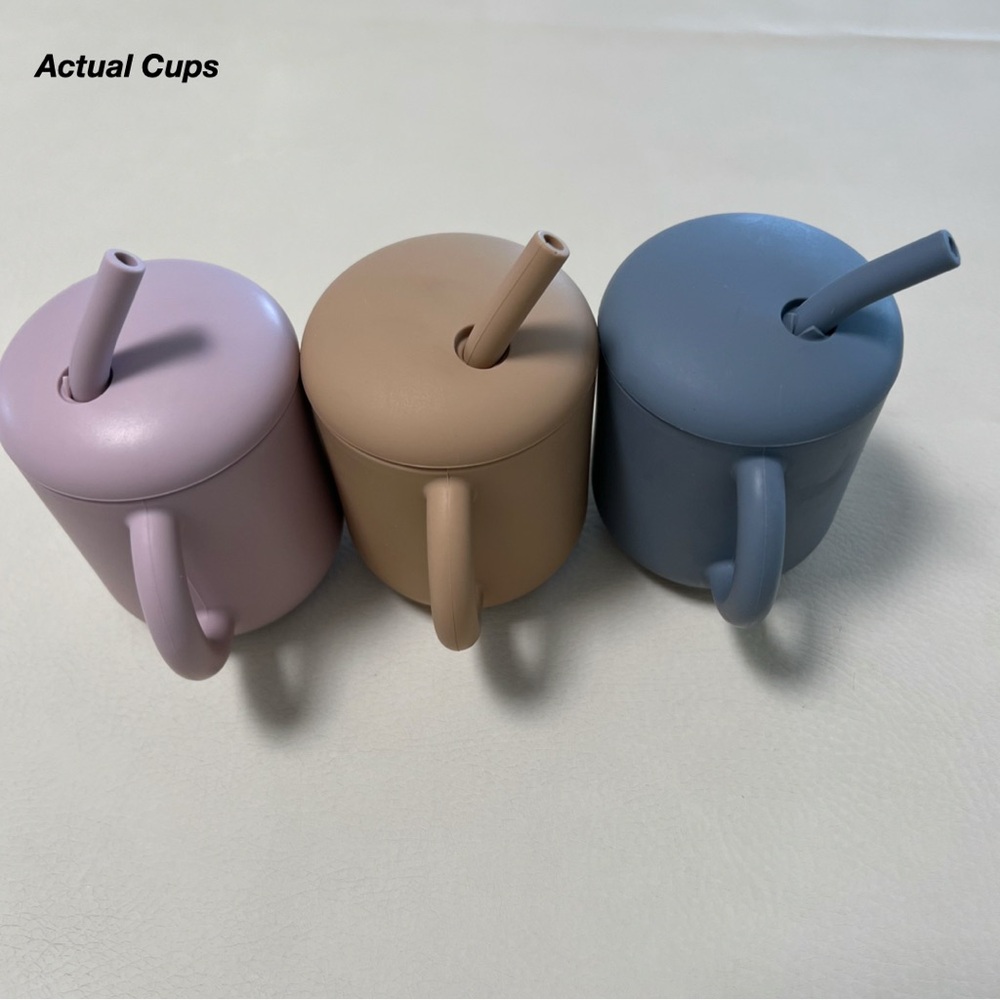 GUC: 3 MUSHIE SILICONE TRAINING CUPS IN LILAC, NATURAL AND TRADEWINDS BLUE (O/S) - Picture 7 of 13